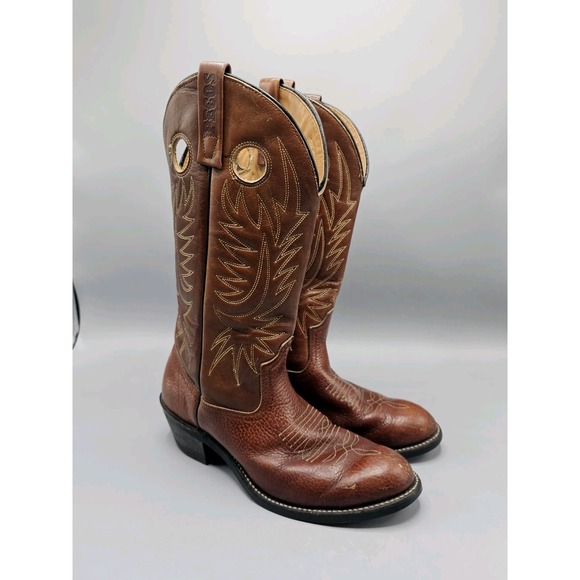 Vintage Red Wing‎ Pecos Cognac Leather Cowboy Boots Mens 7.5 D Goodyear Made USA